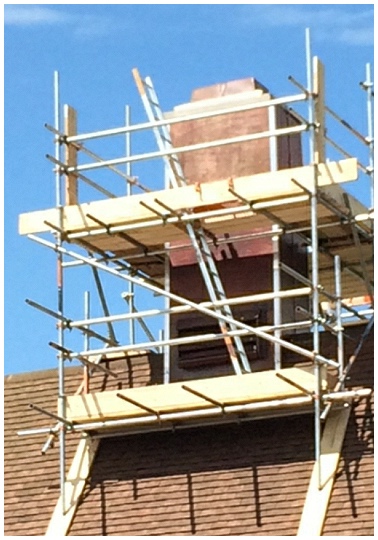 Chimney stack scaffold close up